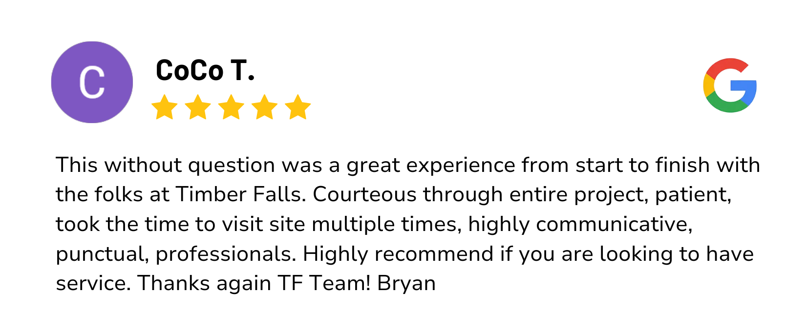 Timber fall google revciew